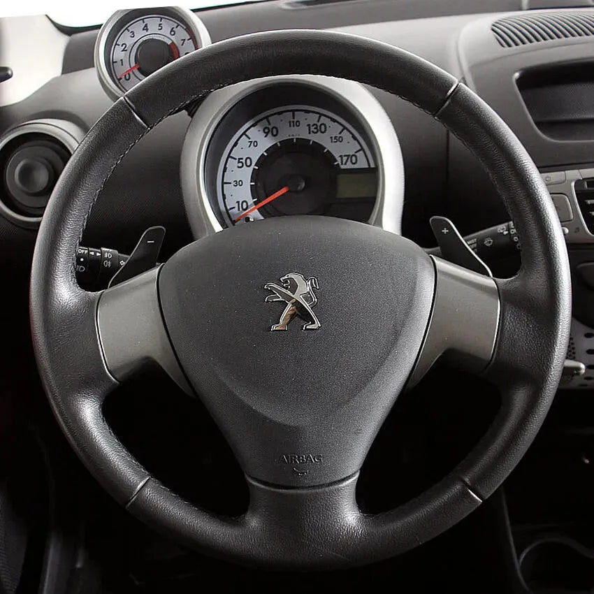 Real Black Leather Steering Wheel Cover – Fits Peugeot Partner MK2 2008+ Custom LTD