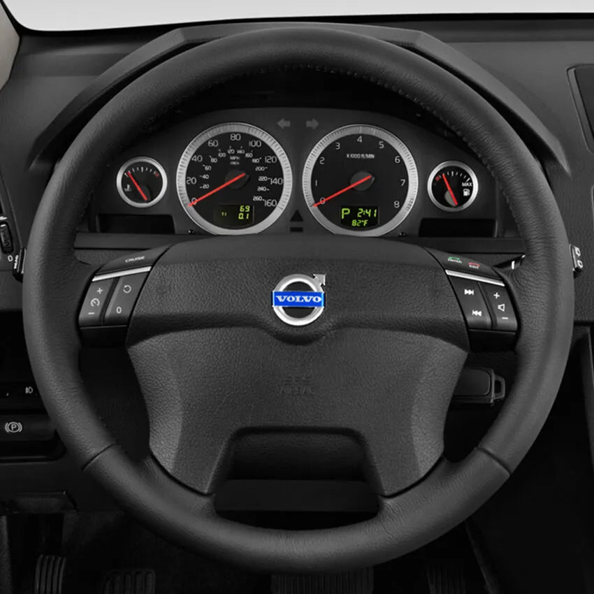 XHRING Car Steering Wheel Cover For Volvo XC90 XC60 S60 XC40 S90 S80 S70 Xc70 V90 V70 V60 V50 V40 S50 S40 L200 C70 C30 T5 Momentum B5 R Design T8 Recharge Accessories Leather Black 14 15