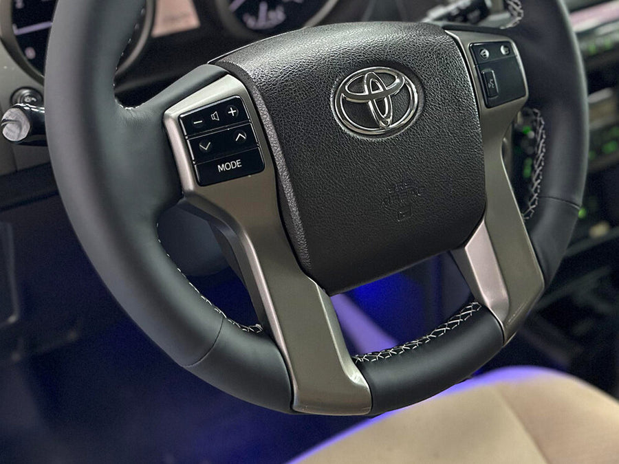 Black leather steering wheel cover material