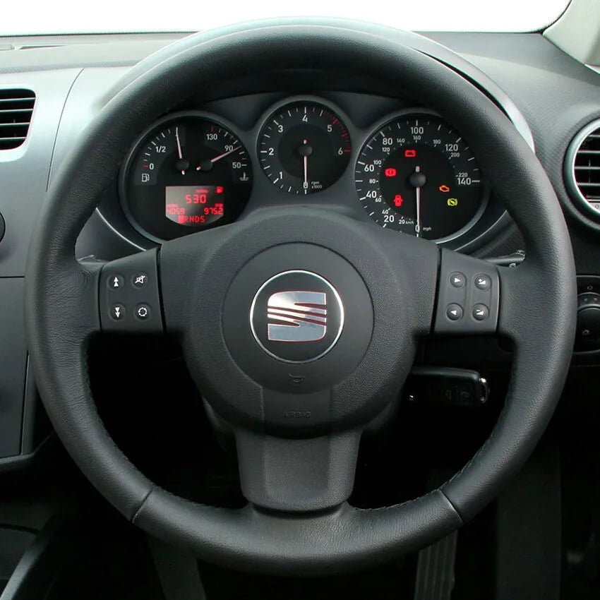 Coprivolante In Pelle Microfibra Per Seat Toledo, Mii, Arosa, Exeo - 38 Cm, Antiscivolo, Rosso, Forma D