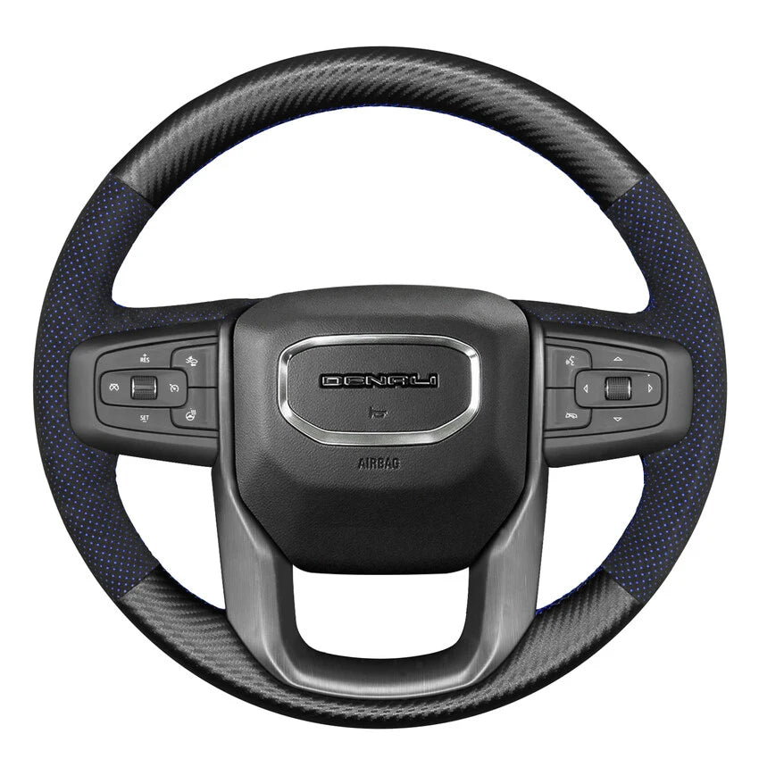 Nappa Leather Non-Slip Steering Wheel Cover For GMC – 15 Inch, Breathable & Clip-On