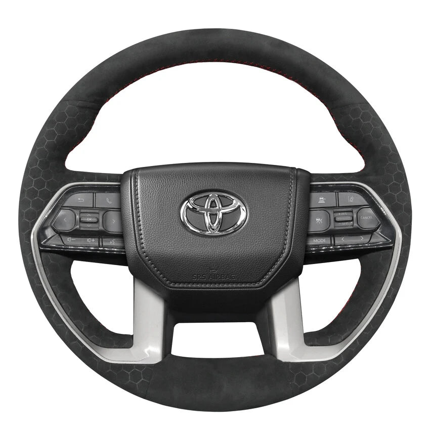 MEWANT Hand-Sew Steering Wheel Cover For Toyota Trucks & SUVs - Microfiber Leather, Custom Fit