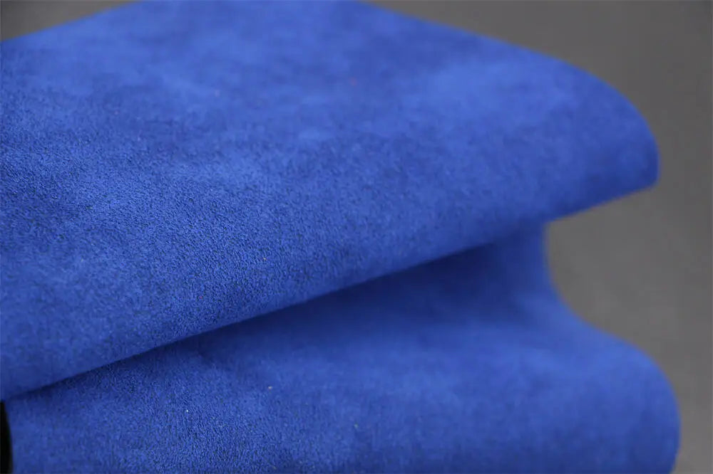 Italian Alcantara folded material showing softness and thickness