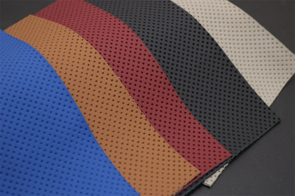 Perforated Nappa genuine leather texture in multiple colors