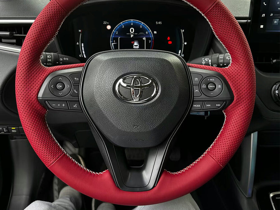 Perforated leather steering wheel cover material