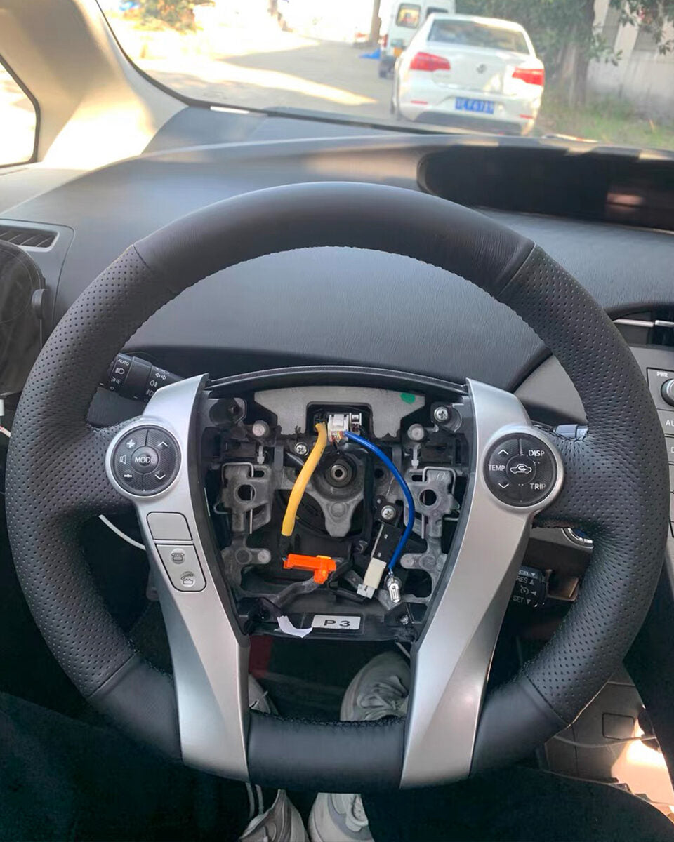 Toyota Prius steering wheel cover installed